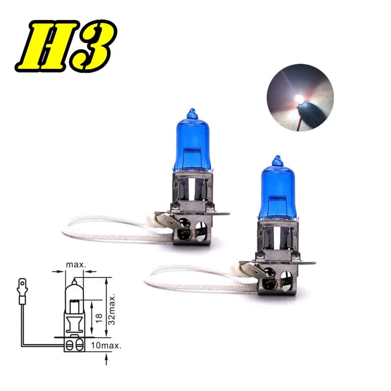 2 Ampoules de Phare Halogène H3 12V 55W Super Blanches 5800K, Feux Antibrouillard de Voiture, Lampe Auto 100W Pk22s, Ampoules de Phare de Voiture