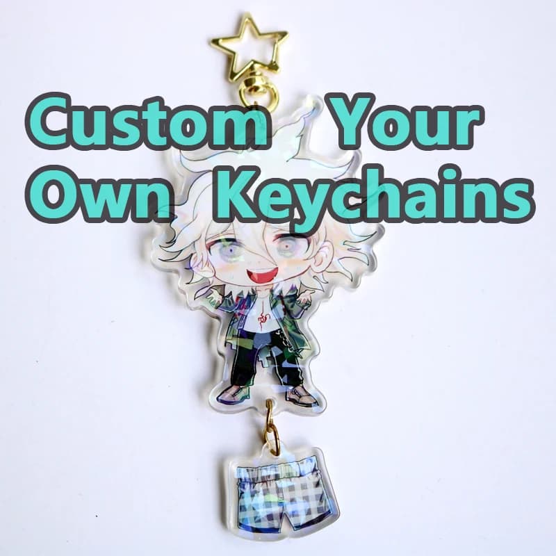 Porte-clés personnalisés dessin animé Llavero porte-clés Photo personnalisé Anime charmes hologramme clair acrylique personnalisé porte-clés de créateur