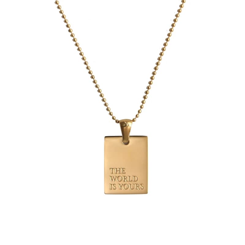 E.B.belle élégant Hip Hop personnel gravé lettre carré pendentif collier perles chaîne en acier inoxydable couleur or collier