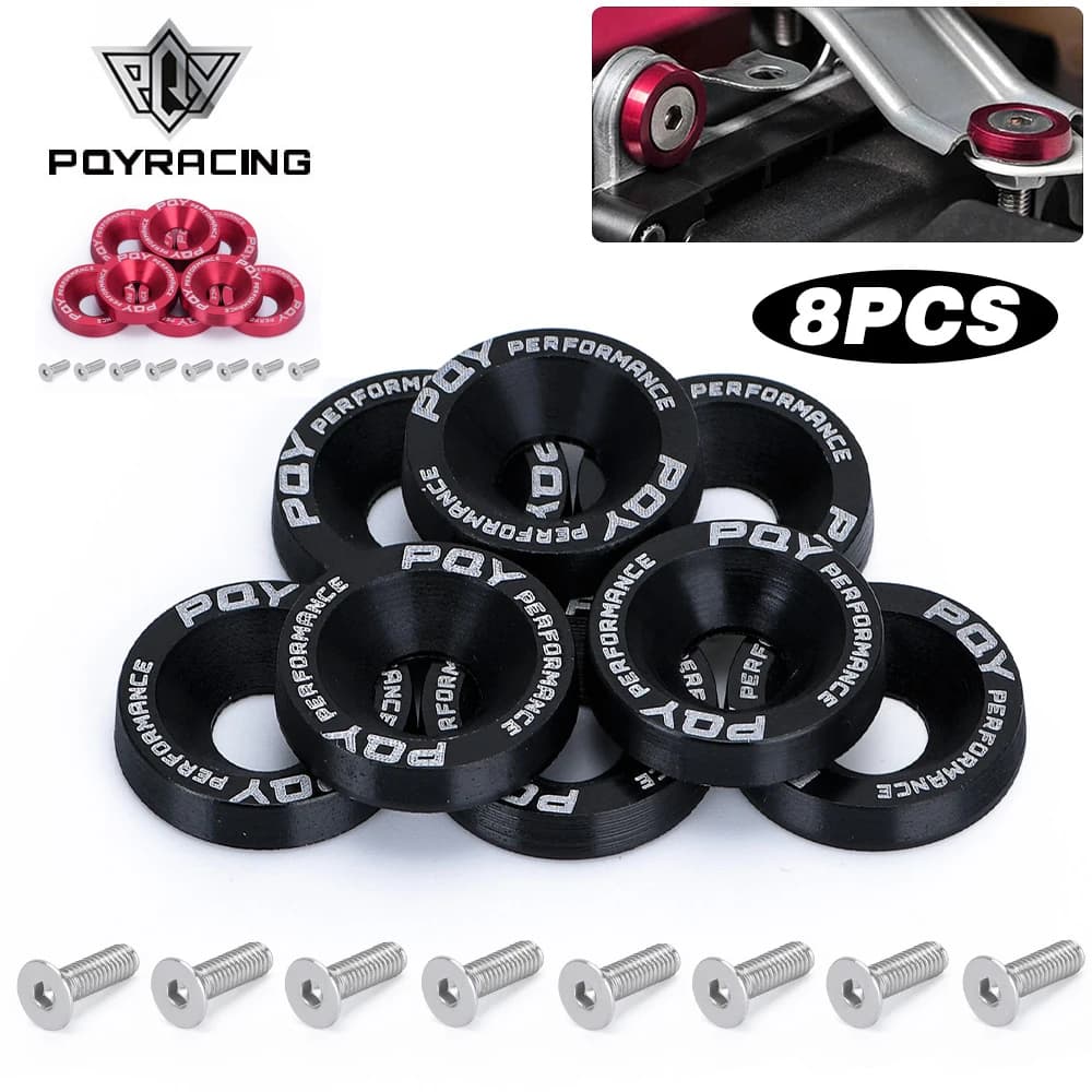 8 pièces de fixations hexagonales modifiées M6 pour voiture, rondelle d'aile, moteur de pare-chocs, vis concaves, rondelle d'aile, boulons de plaque d'immatriculation, style de voiture