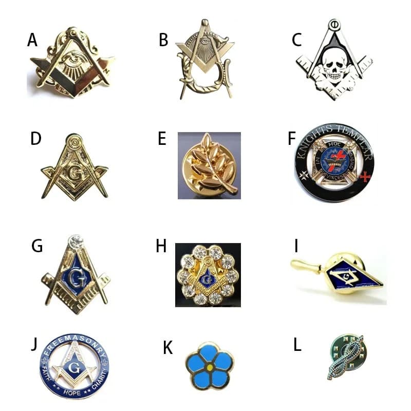 Épinglette carrée maçonnique et boussole, insigne d'oeil qui voit tout, symbole de crâne et d'os, cadeau pour le franc-maçon