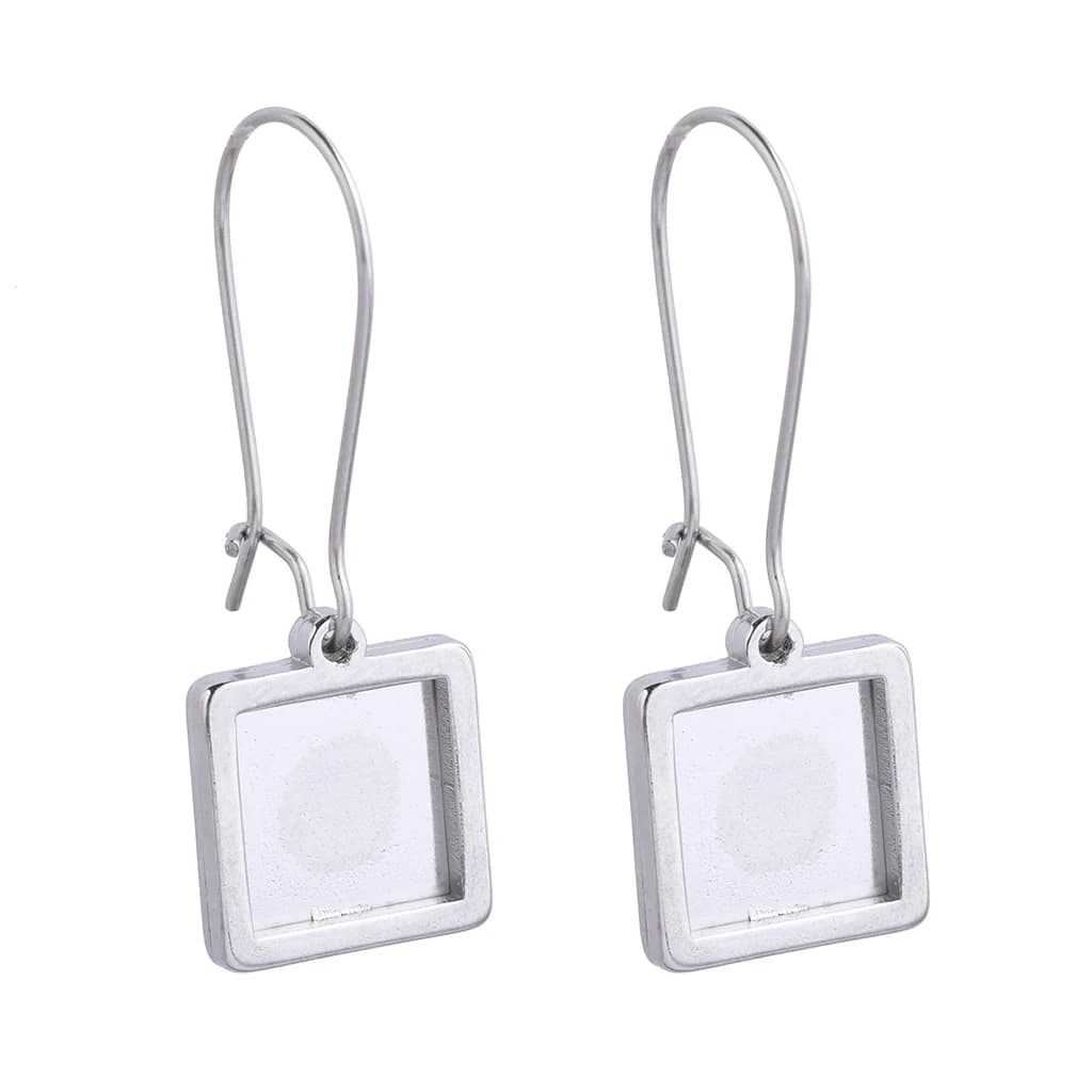 10 pièces 10mm 12mm 15mm carré cabochon boucle d'oreille paramètres de base en acier inoxydable crochets d'oreille résultats pour la fabrication de bijoux