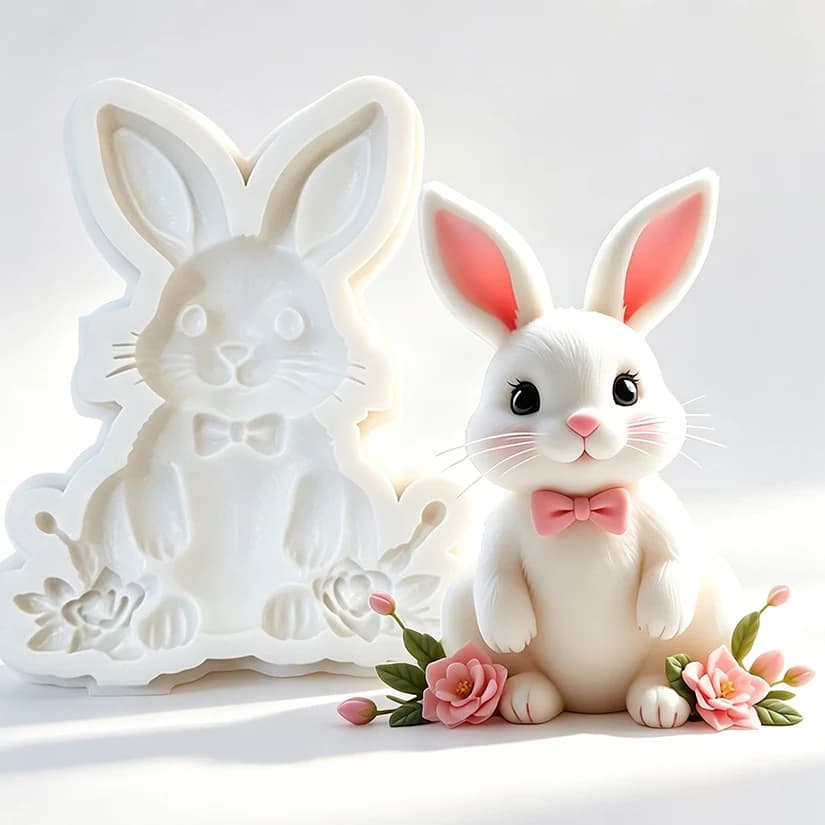 Moule en silicone Lapin de Pâques pour la pâtisserie, le chocolat, les cupcakes, la décoration de gâteaux en fondant
