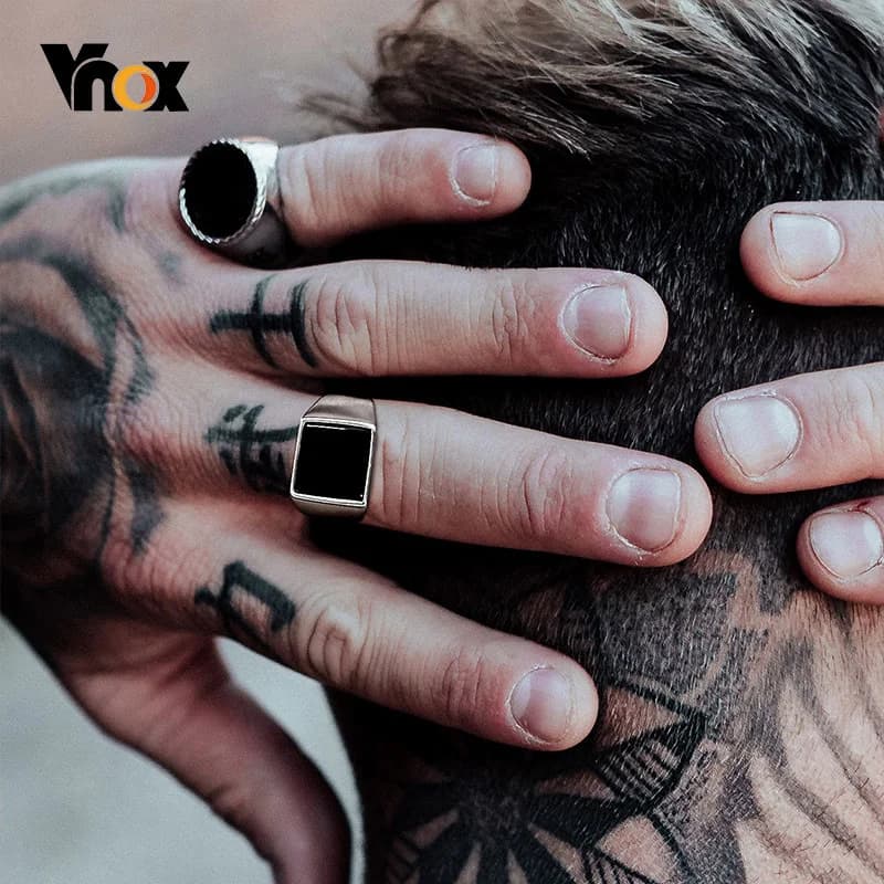 Vnox – bagues gothiques Punk pour hommes, bagues chevalières, bande de doigt ronde et carrée, bijoux Rock épais pour garçons et adolescents, bagues frituelles