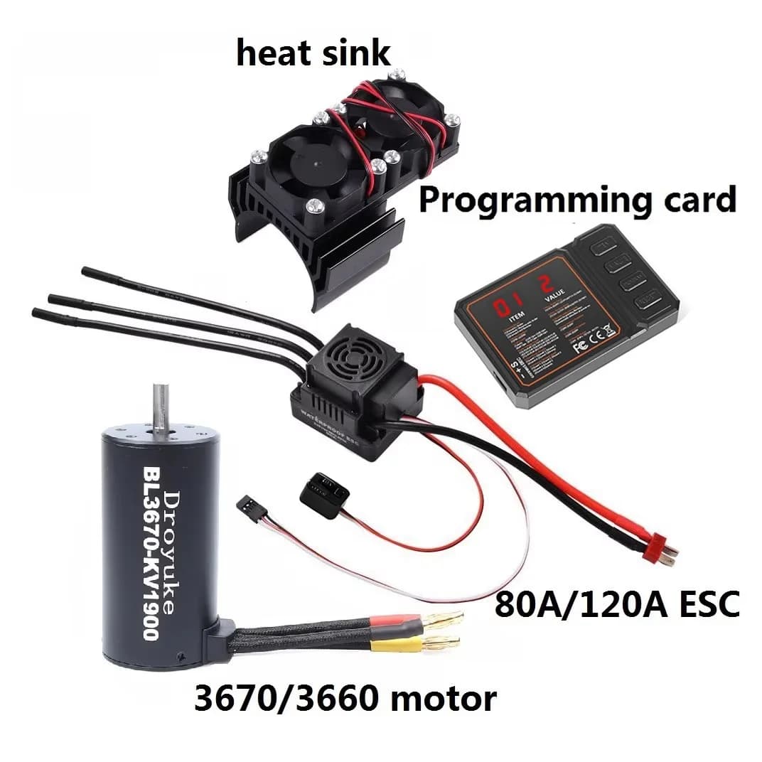 Moteur sans balais, étanche, 3660 kv/3300kv/3800kv/3670 kv 2150KV/2650KV, 80a/120a, ESC Combo pour voiture RC 1/8
