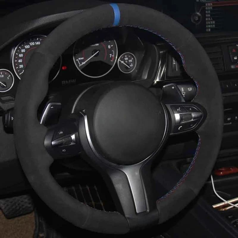 Housse de volant de voiture en daim noir souple, pour BMW (M Sport) série 1 F20 F21 M135i M140i M235i M240i X1 F48 X2 F39 X3 F25