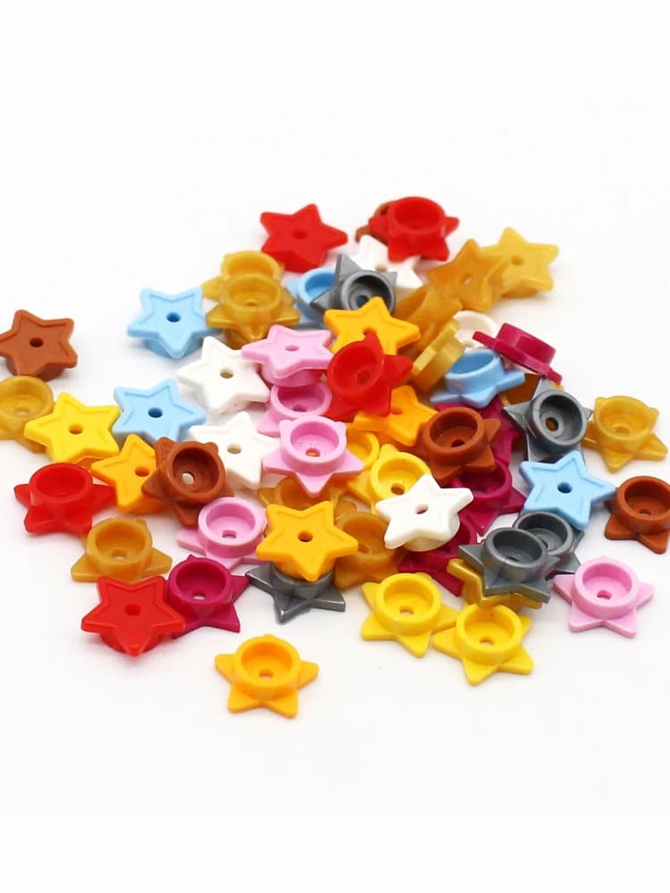 50pcs MOC 11609 amis plaque ronde 1x1 avec étoile et petit trou d'épingle ville vue de noël briques blocs de construction jouets compatibles