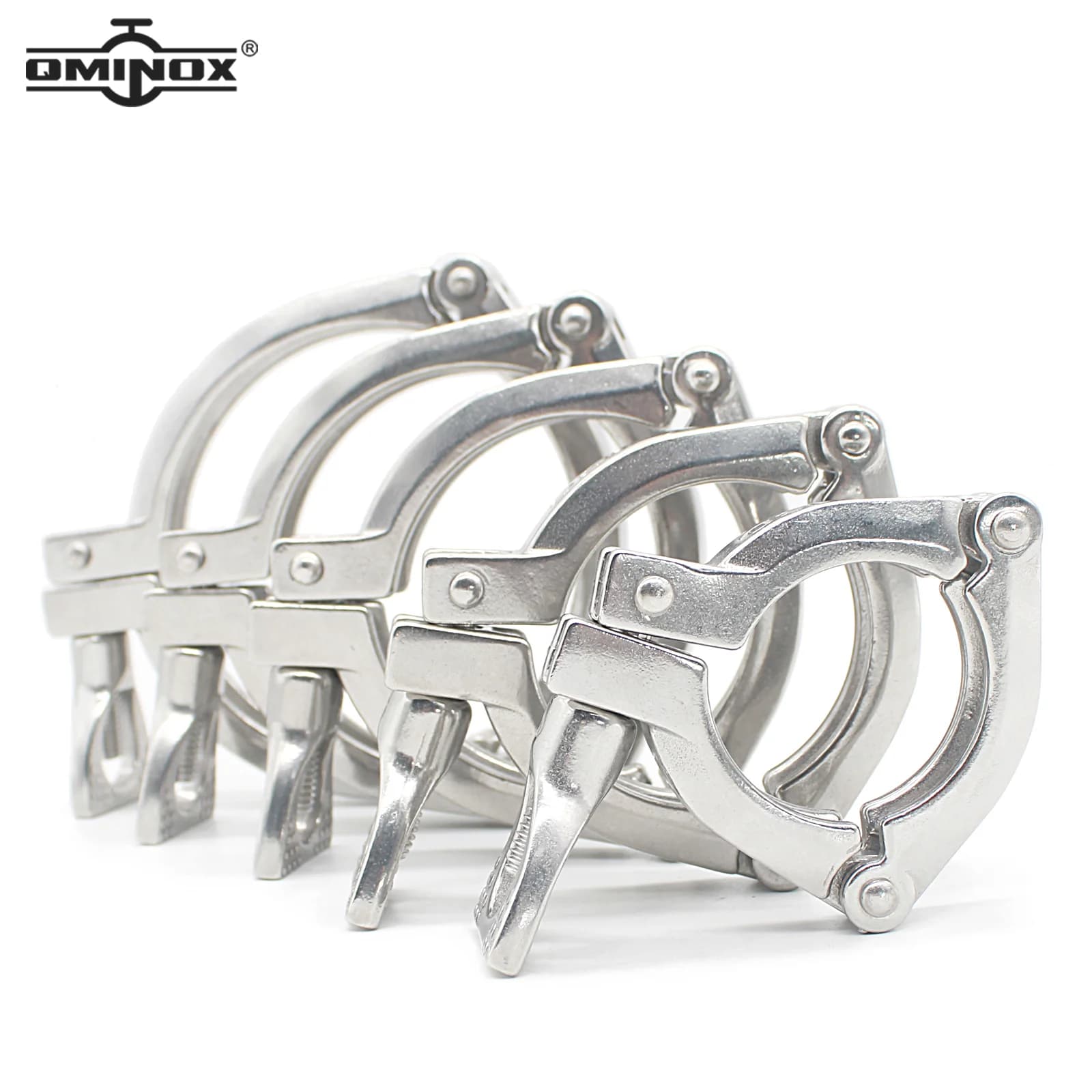 QMINOX-Pinces Leic-Clamp SS304, Trois Segments RapDuty, Tri Sanitaire, Fit Viroles, SS, ISO, 1.5 "-8", Trois Pièces