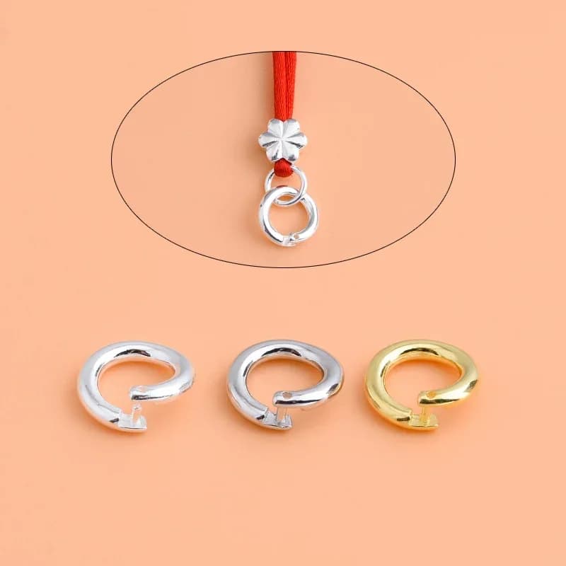 Boucle d'anneau de collier de bracelet de bricolage d'argent sterling S925, boucle de connexion d'anneau ouvert anneau d'argent pendentif d'anneau