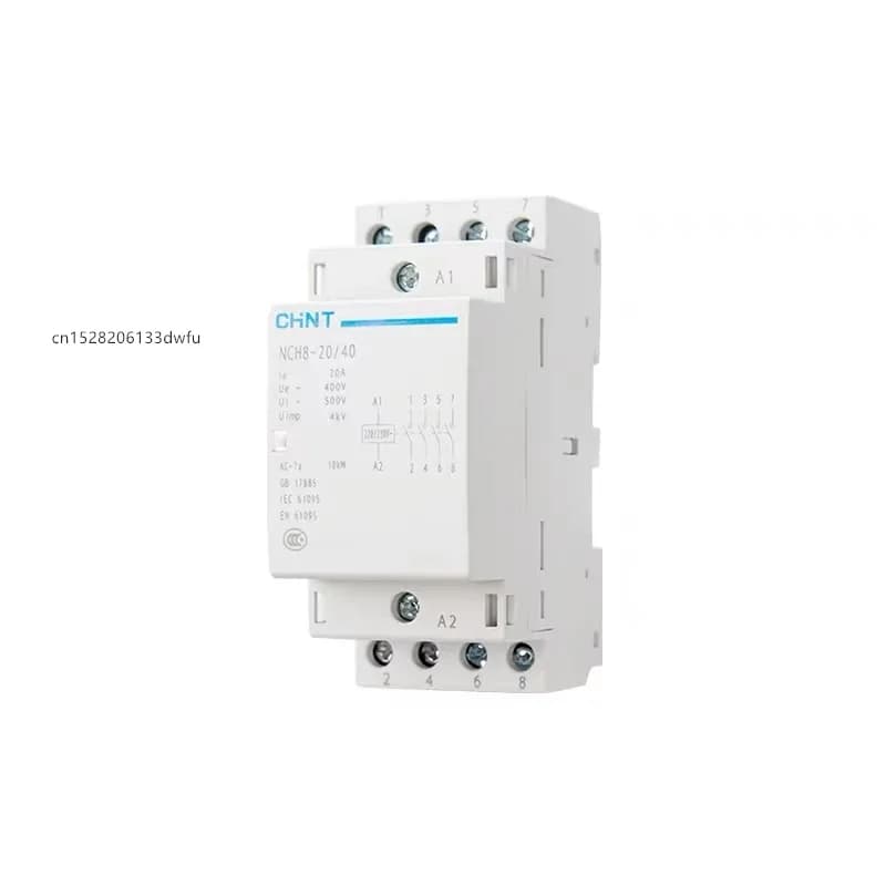 Nouveau Original CHINT NCH8-63/20 modulaire AC ménage Mini contacteur 220V 230V 20A 25A 40A 63A 1NO 1NC 2NO 2NC 4NO NCH8-20 25 40