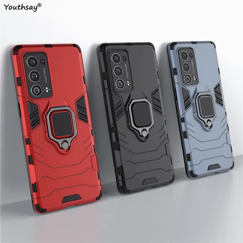 Coque de protection avec anneau de doigt pour OPPO, compatible Reno 6 Pro Plus