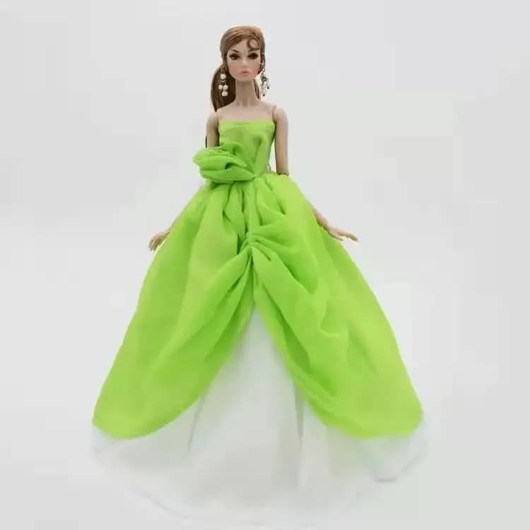 BJD – vêtements de poupée pour Barbie, robe de princesse verte et blanche à épaules dénudées, robe de fête de mariage, 1/6 pouces, accessoires jouets, 11.5