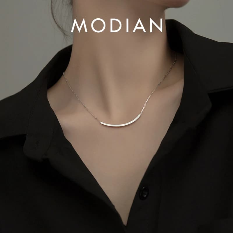 Modian argent Simple géométrique femme colliers 100% 925 en argent Sterling classique mode chaîne colliers pour femmes fille bijoux