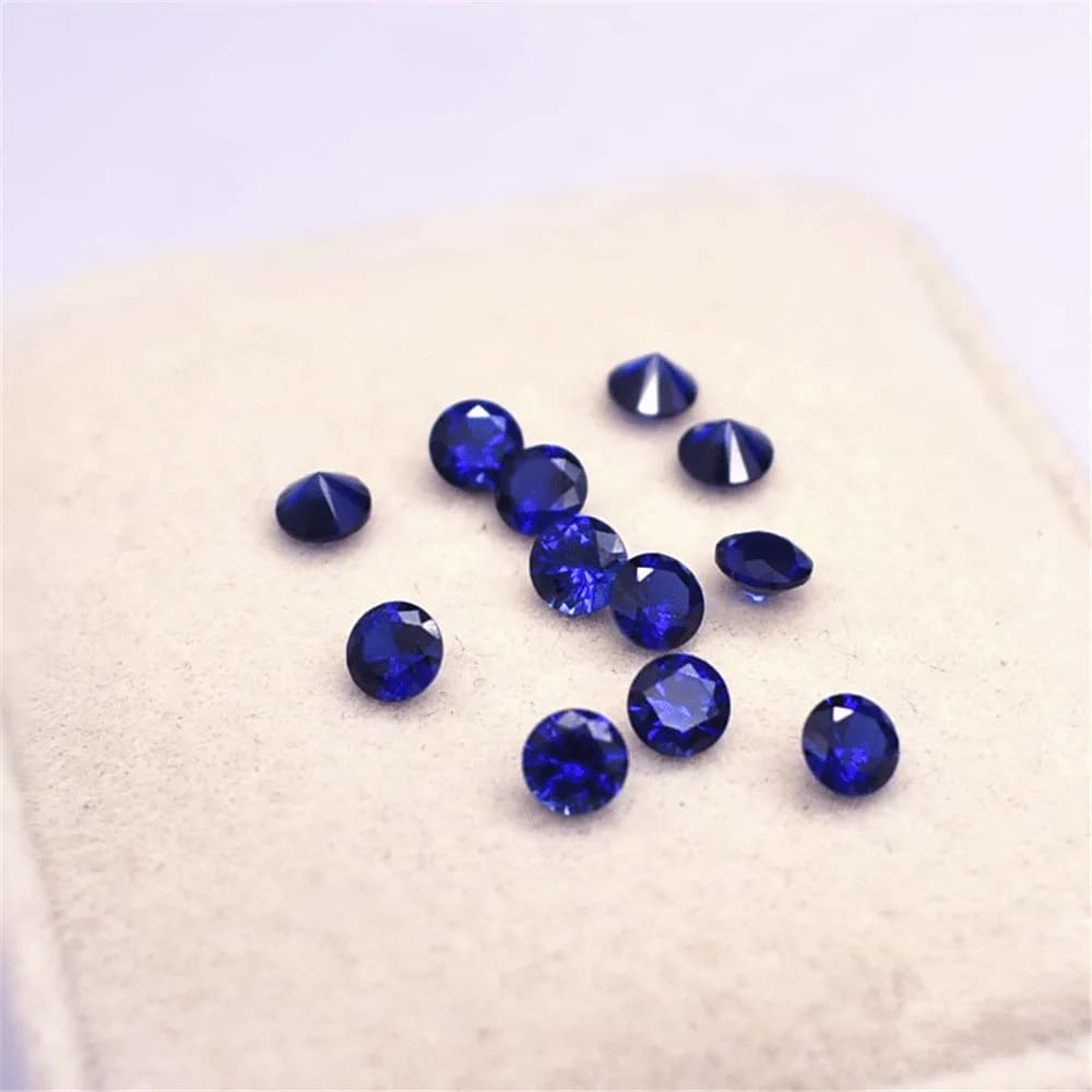 Pierres précieuses rondes en saphir à facettes, dureté Mohs 9 Grade AAA, coupe brillante, petites tailles 0.8mm-3.5mm, 10 pièces