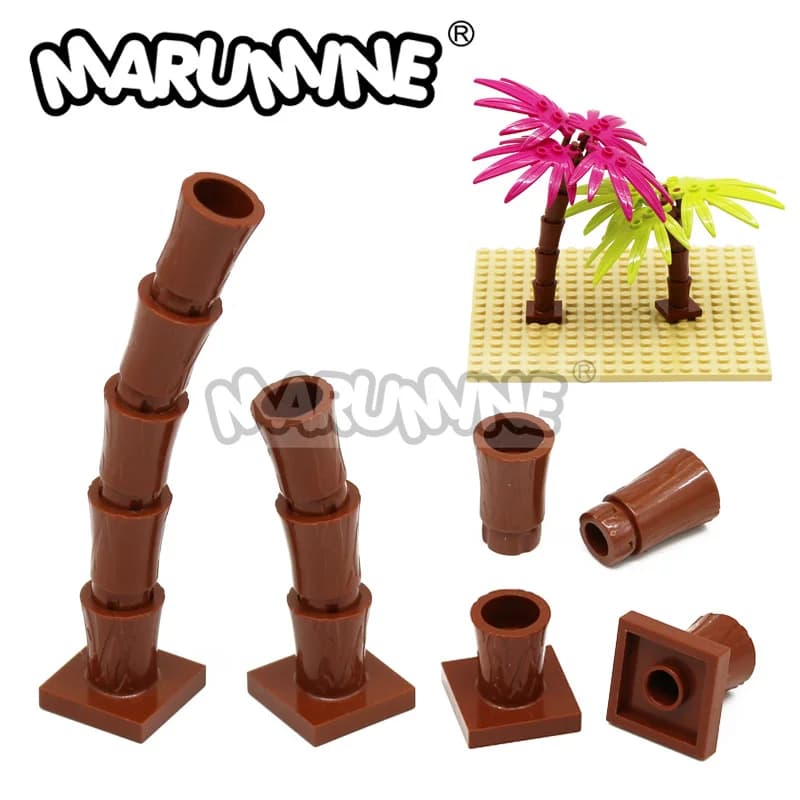 Marumine 6135 Tronc de palmier avec base croisée 2563, Briques MOC, Kit de modélisation pour maison, jardin, arbres et plantes, Blocs, Accessoires et Pièces