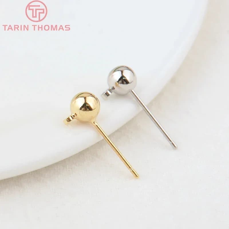 (2184) 3MM 4MM 5MM 24K couleur or laiton boule ronde boucles d'oreilles boucle d'oreille Clip de haute qualité bijoux à bricoler soi-même faisant des résultats