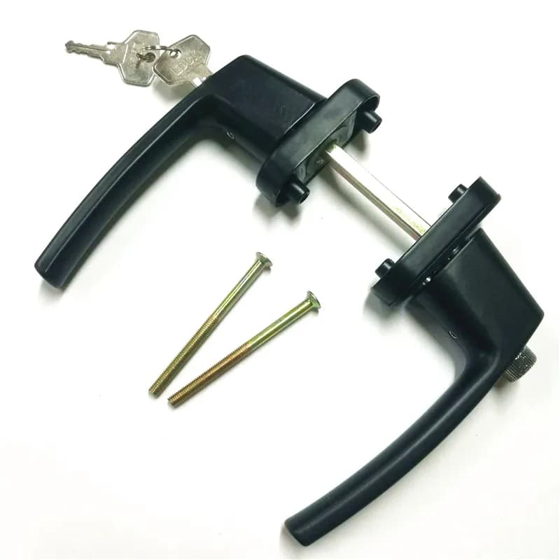 Poignée de porte coulissante double face en acier et plastique, 55-65MM, avec serrure à clé