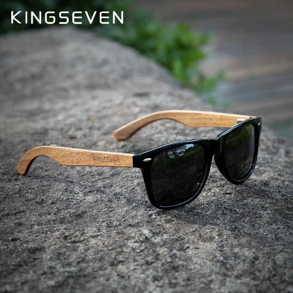 KINGSEVEN-Lunettes de soleil polarisées pour hommes et femmes, en bois naturel, faites à la main, à la mode, UV400, miroir, 2023