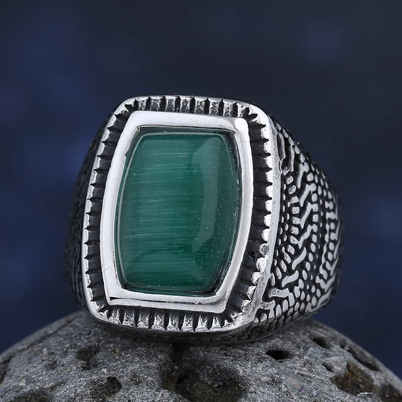 Onlysda-Bague en pierre incrustée de titane et acier pour homme, bijoux rétro, trois couleurs, Onyx, cadeau, vente en gros, OSR770