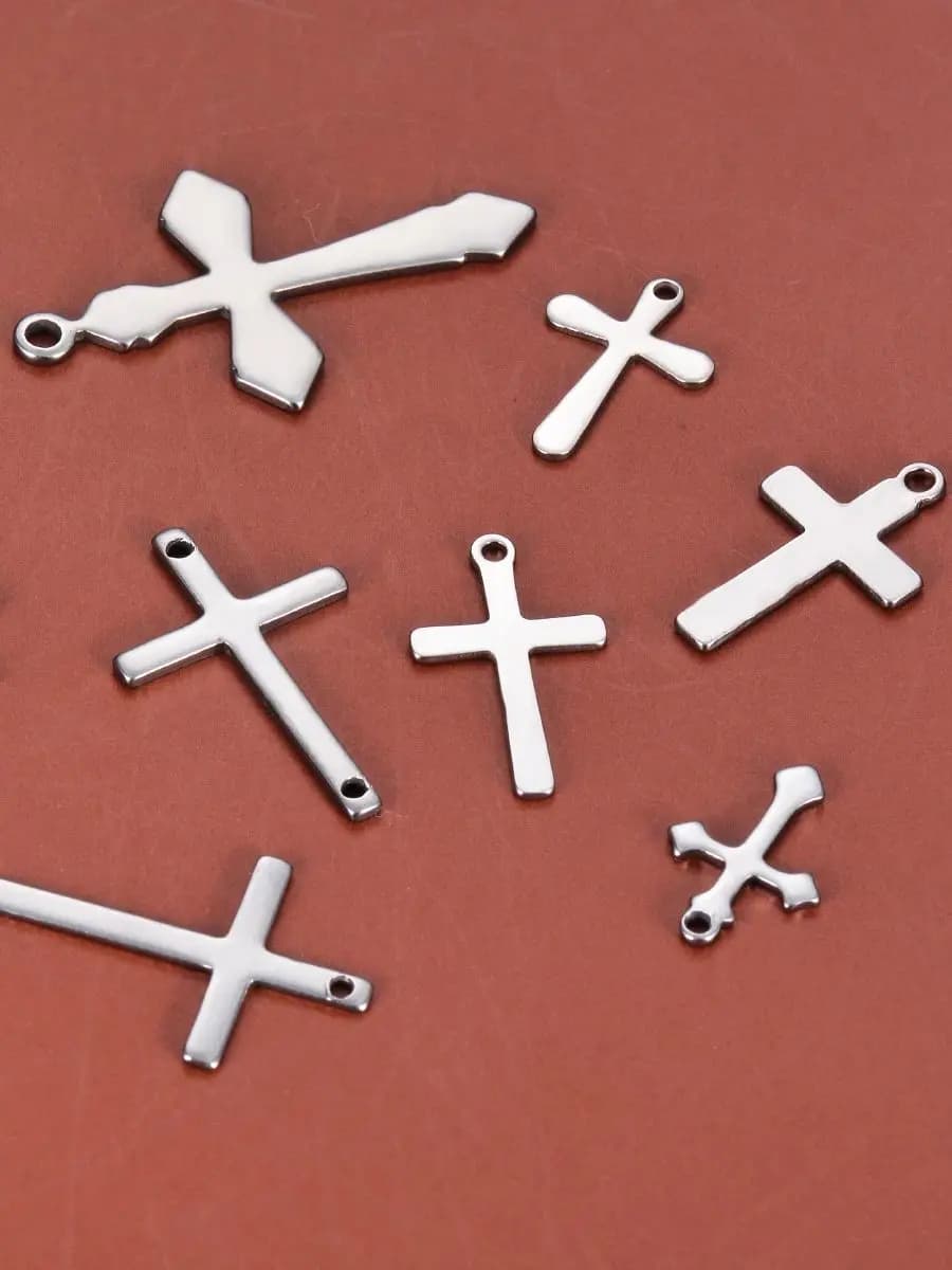 25 pièces/lot de breloques croix en acier inoxydable pour bracelets et colliers, accessoires de fabrication de bijoux DIY faits à la main