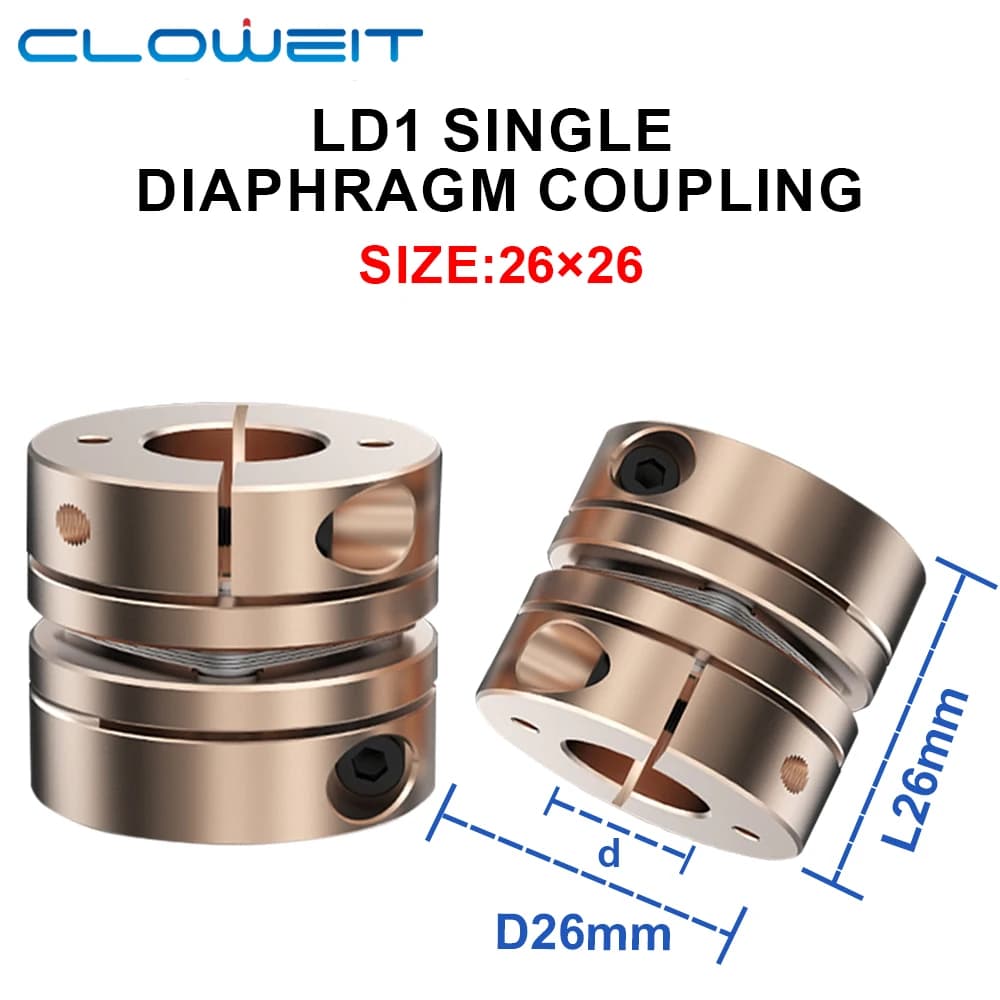 Cloweit D26L26 coupleur d'accouplement à membrane unique élastique se connecte au servomoteur à vis à billes