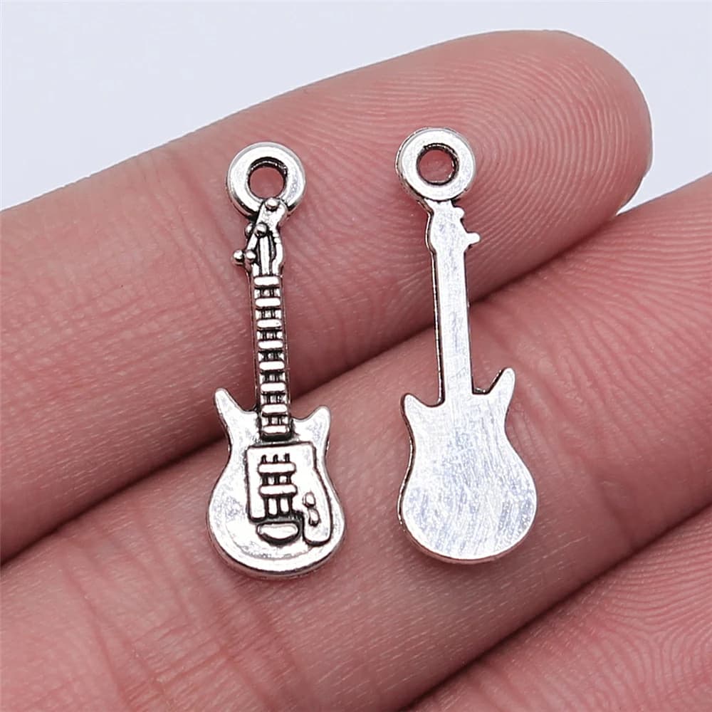 Pendentif en forme de guitare, 24x7mm, 5 couleurs, pour la fabrication de bijoux, accessoires de bricolage, 20 pièces