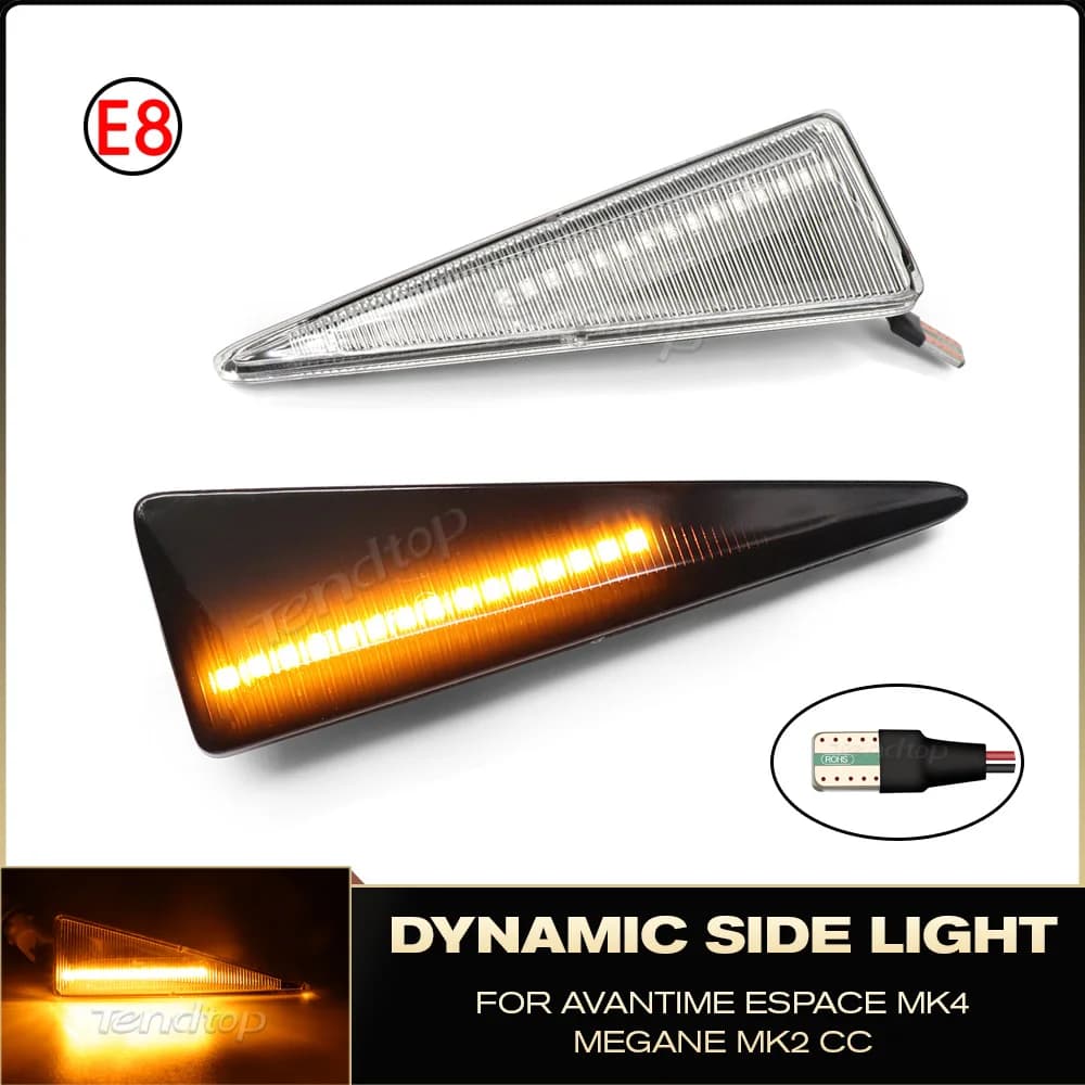 Clignotant dynamique LED, feu de position latéral pour Renault MK4 Vel Satis Wind Avantime Megane 2 Scenic 2 Espace 4