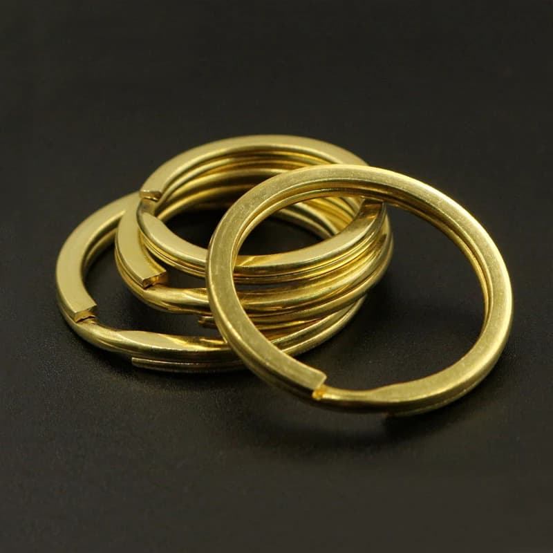 Lot de 5 anneaux brésillons en laiton massif à double boucle, 15-38 mm, connecteurs pour sacs, porte-clés, matériel de bricolage pour artisanat du cuir