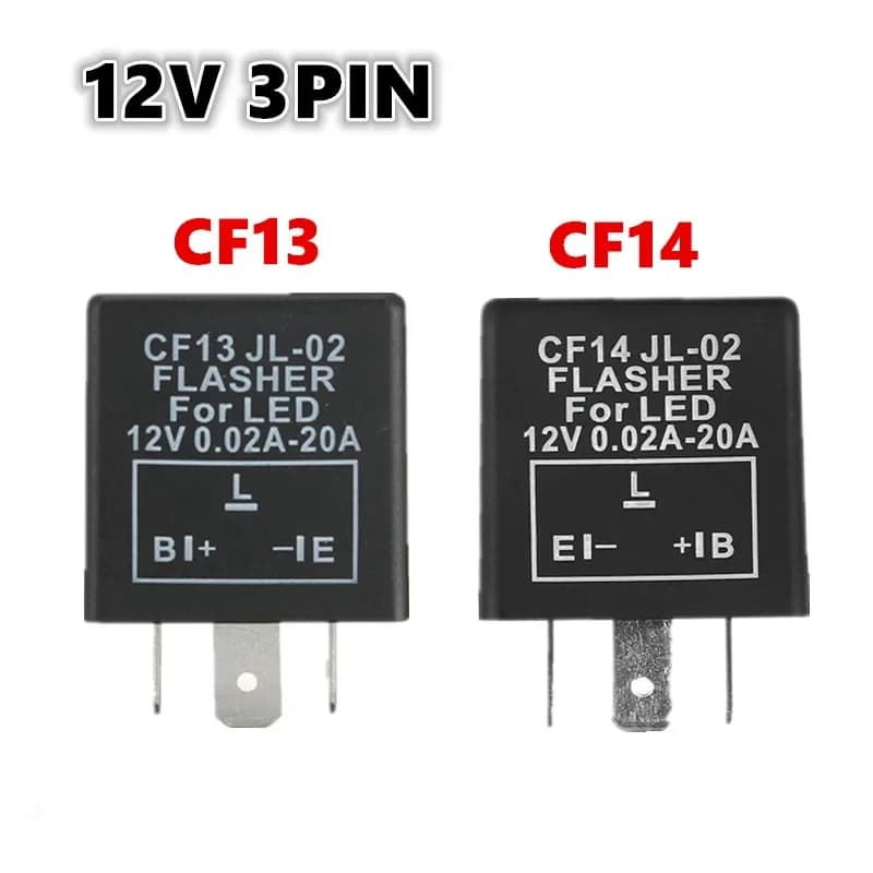 Relais de clignotant électronique universel 3 broches CF13 CF14 JL-02 pour voiture, pour résoudre le problème de clignotement rapide des feux LED, 12V DC