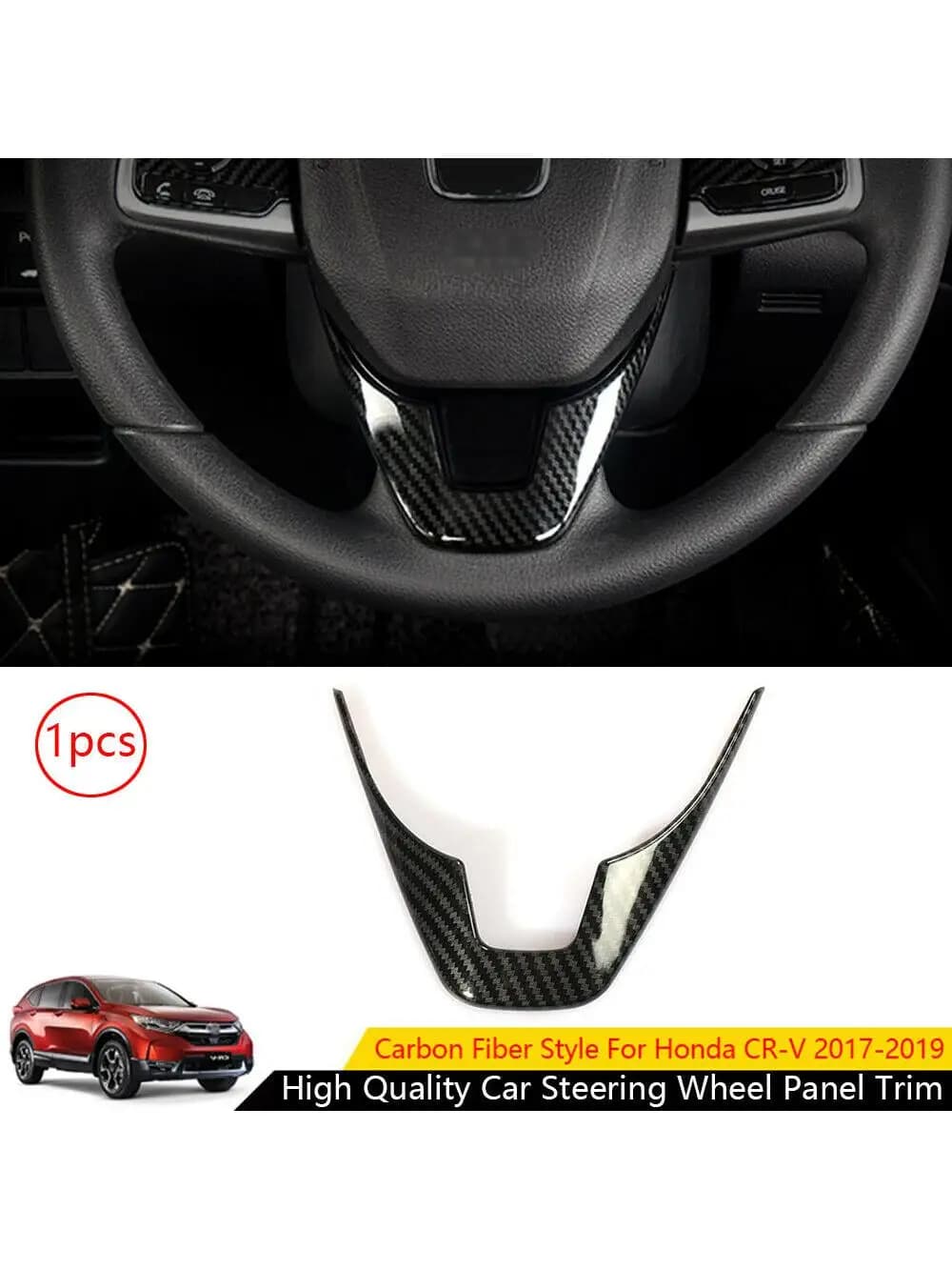 Housse de protection en forme de U pour volant en Fiber de carbone ABS, pour Honda CR-V CRV 2017-2021, pour Honda Civic 2016-2020 Low Profle 1 pièces