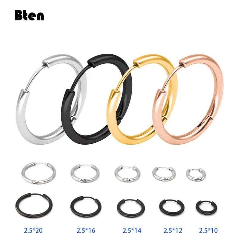 Boucles d'oreilles créoles pour femmes, couleur or/or Rose/noir, cercle rond, anneau d'oreille, Clip, aretes Mujer