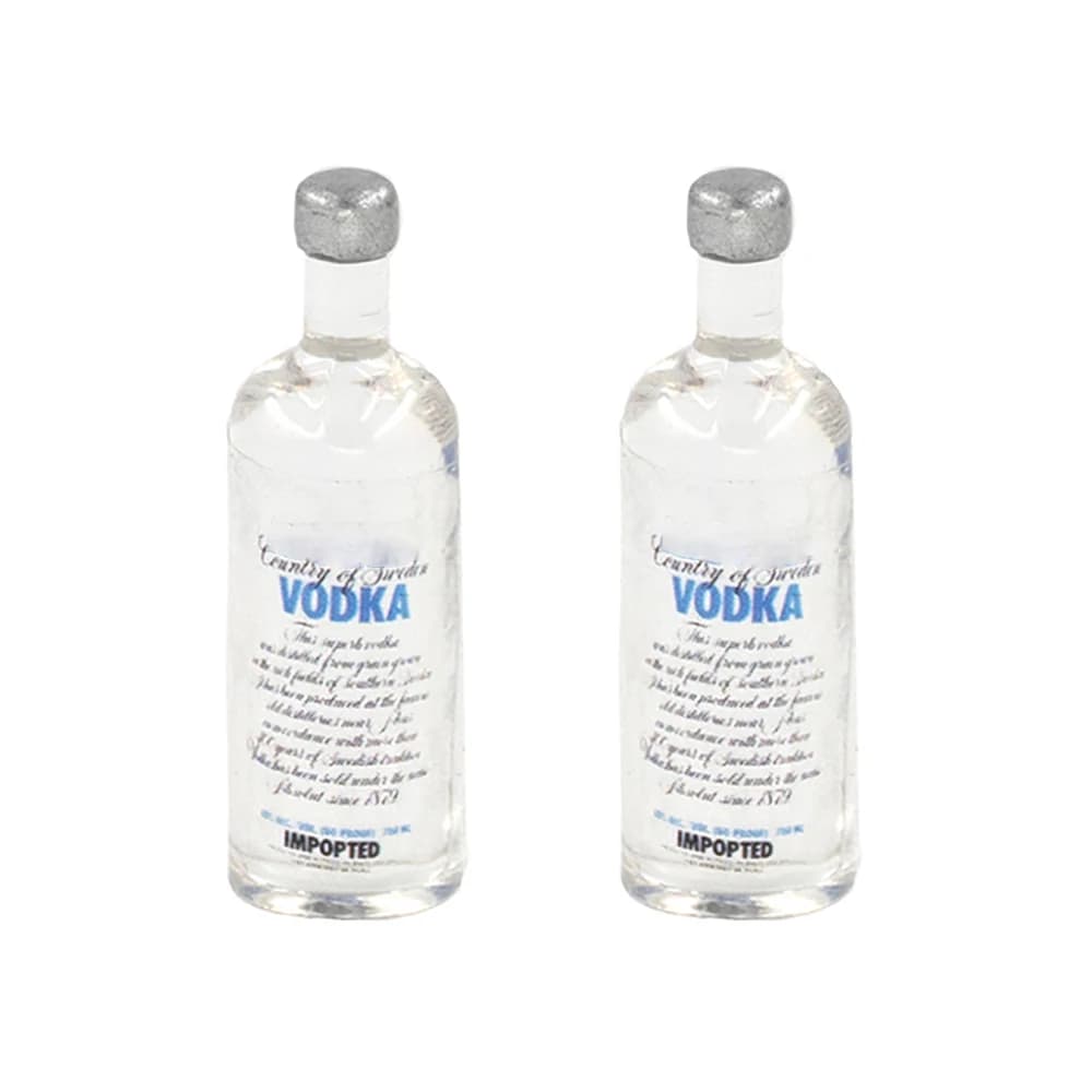 Mini bouteille de Vodka en résine 1/12, 2 pièces, accessoires miniatures, modèle de bouteille de vin pour décoration de maison de poupée ob11