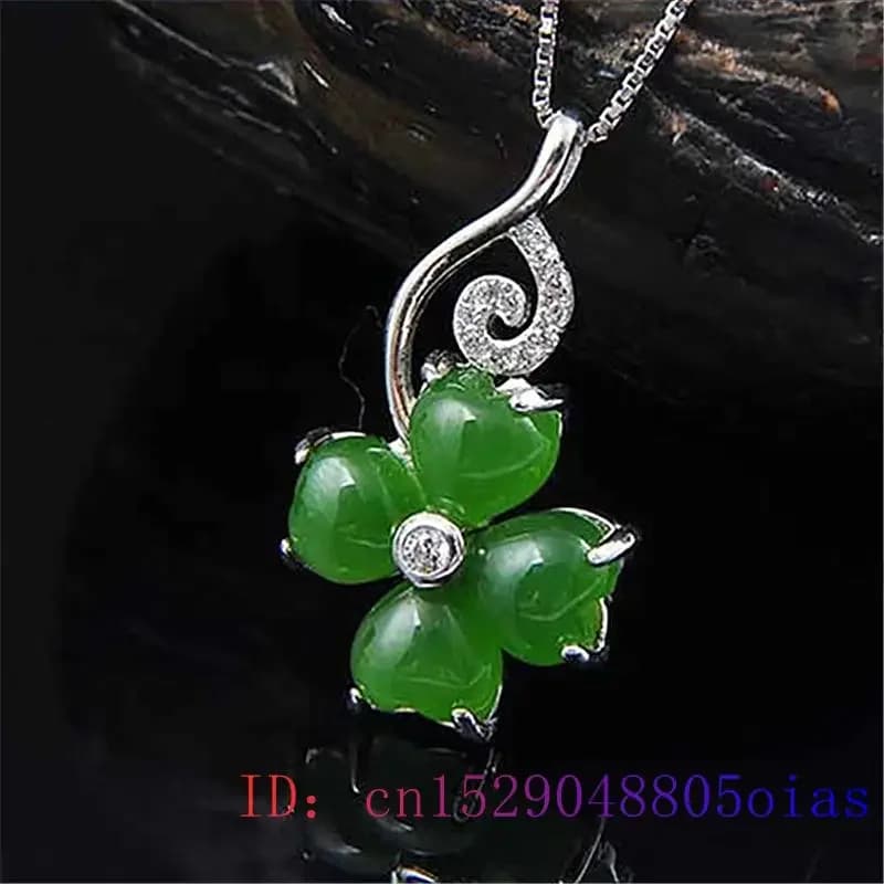 Pendentif trèfle en Jade naturel porte-bonheur, calcédoine chinoise, cadeaux, bijoux pour femmes, collier à breloques, amulette en pierres précieuses, Agate