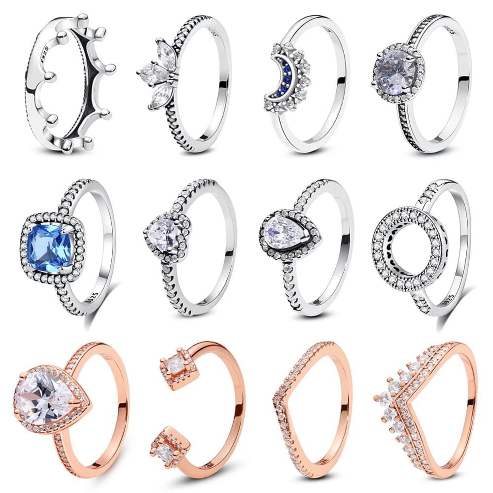 Bague de fiançailles en argent regardé 925 pour femme, or rose, Citrofraîchement Jewelry Gift, Extron Love Coussins, Original
