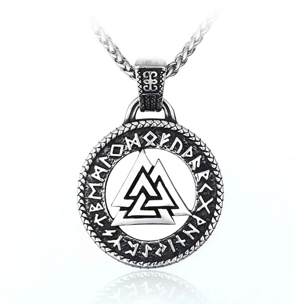 Collier Viking Vintage pour hommes, amulette en acier inoxydable, symbole Valknut des Runes nordiques, pendentif, bijoux scandinave, cadeau