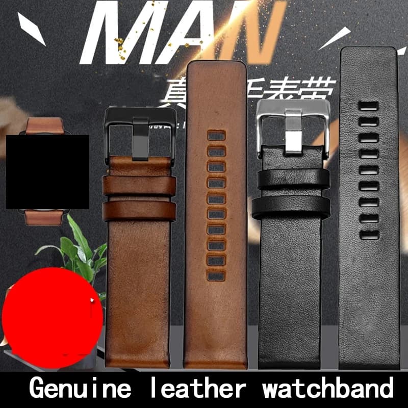 Bracelet en cuir véritable pour montre diesel, 22 24 26 27 28 30mm, DZ4323 DZ1657 DZ1405