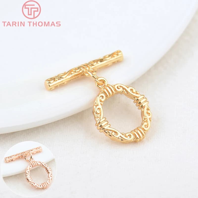 Bracelet rond en laiton plaqué or 24 carats, fermoirs interdits O, accessoires de bijoux à bricoler soi-même, haute qualité, 6 ensembles, O:15mm, T:21mm, 3259