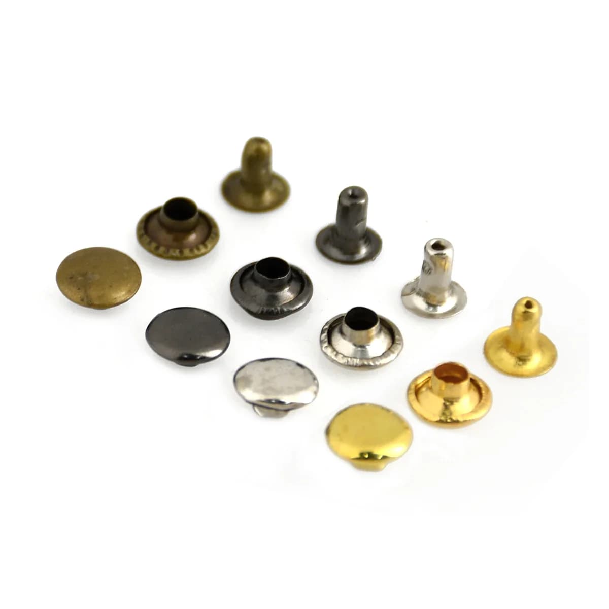 100 ensembles de Rivets à capuchon unique en métal, goujons ronds de 3mm ~ 10mm pour bricolage, sac artisanal en cuir, ceinture, vêtements, chapeau, chaussures, décor de collier pour animaux de
