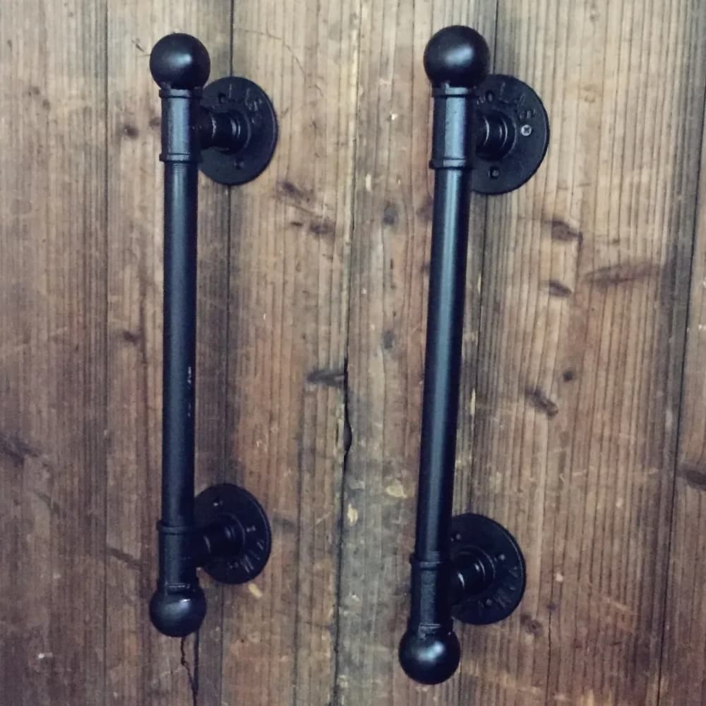 Poignées de porte noires antiques, style Rural américain, tirettes, chaînes de tuyaux en fer à eau, poignée de porte, clé sans germes