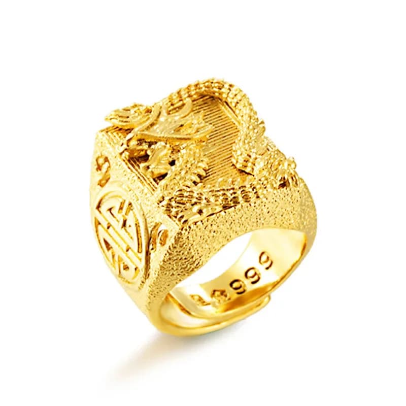 Bague Dragon couleur or 18 carats pour homme, couleur or vietnamien, bague réglable de luxe, bijoux fins pour mariage, anniversaire, cadeau