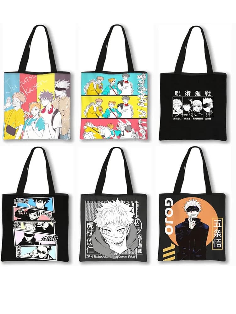 Anime japonais Jujutsu Kaisen sacs fourre-tout Gojo Satoru hauts Yuji Itadori filles sac à bandoulière femmes sac à main plage fête sac à provisions