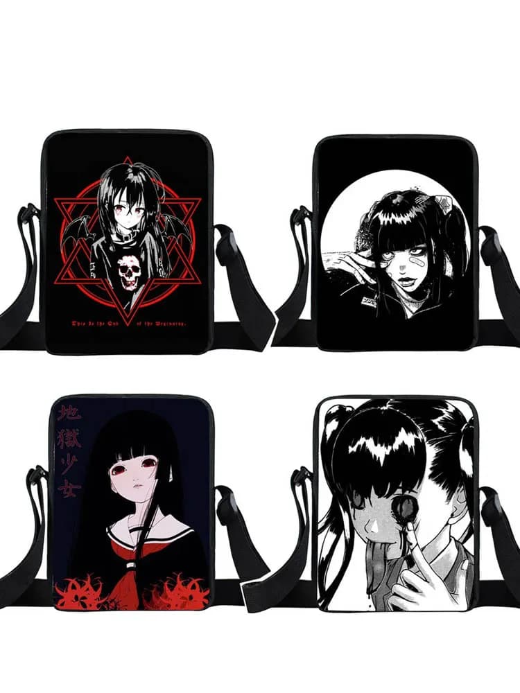 Sacs à bandoulière Loli foncé gothique pour femmes, sacs de messager Harajuku, sacs initiés par les filles, sacs de voyage, sacs à main horreur manga, petite sacoche