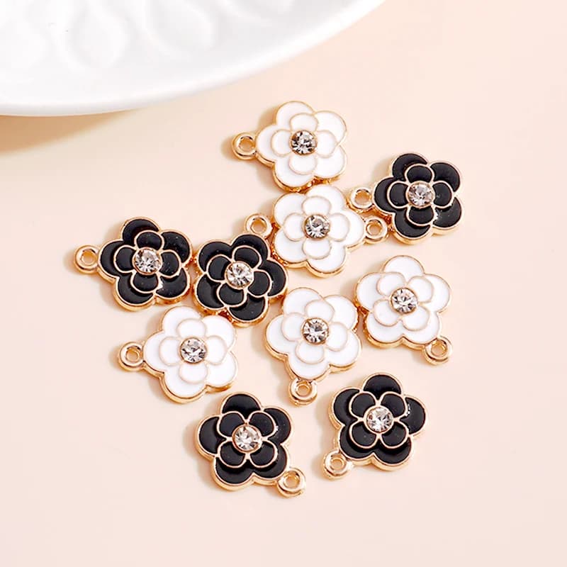 Breloques en forme de fleur en cristal émaillé, 13x16mm, pour la fabrication de colliers, pendentifs, boucles d'oreilles, accessoires de bijoux artisanaux faits à la main, 10 pièces/lot