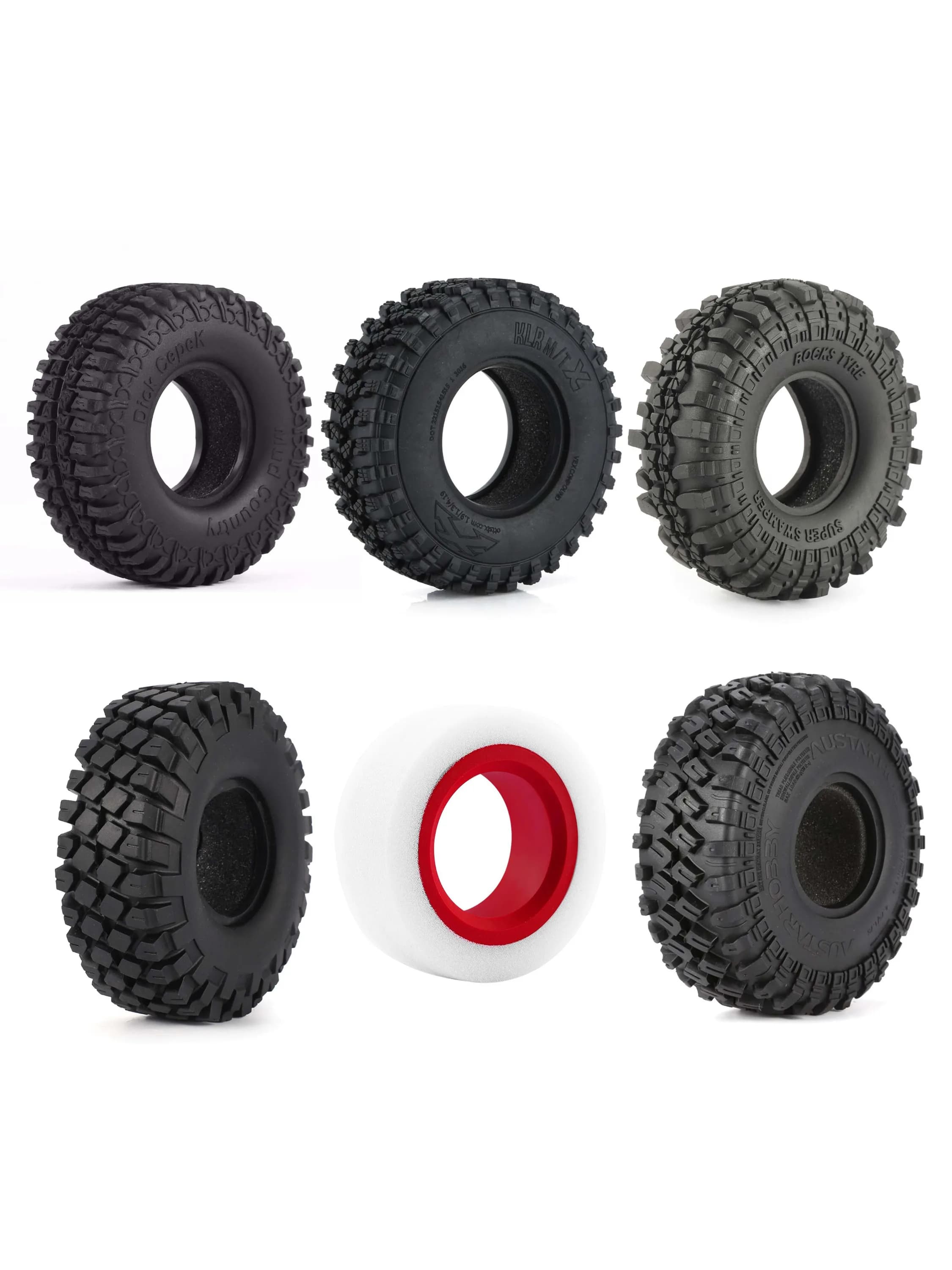 4 pneus en caoutchouc de 1,9 pouces (100 mm, 105 mm, 110 mm, 115 mm, 122 mm) pour véhicule RC Rock Crawler 1:10 SCX10 90046 D90 TF2 Traxxas TRX-4