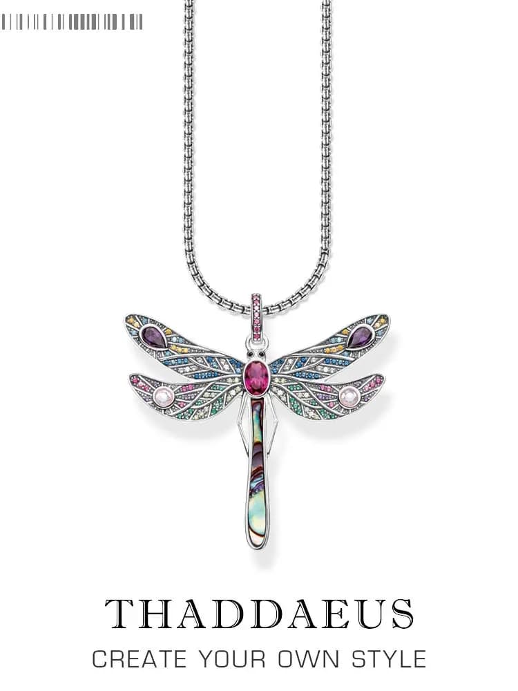 Pendentif libellule coloré, chaîne à maillons, collier d'été, flambant neuf, bijoux fins européens, cadeau en argent Sterling 925 pour femmes