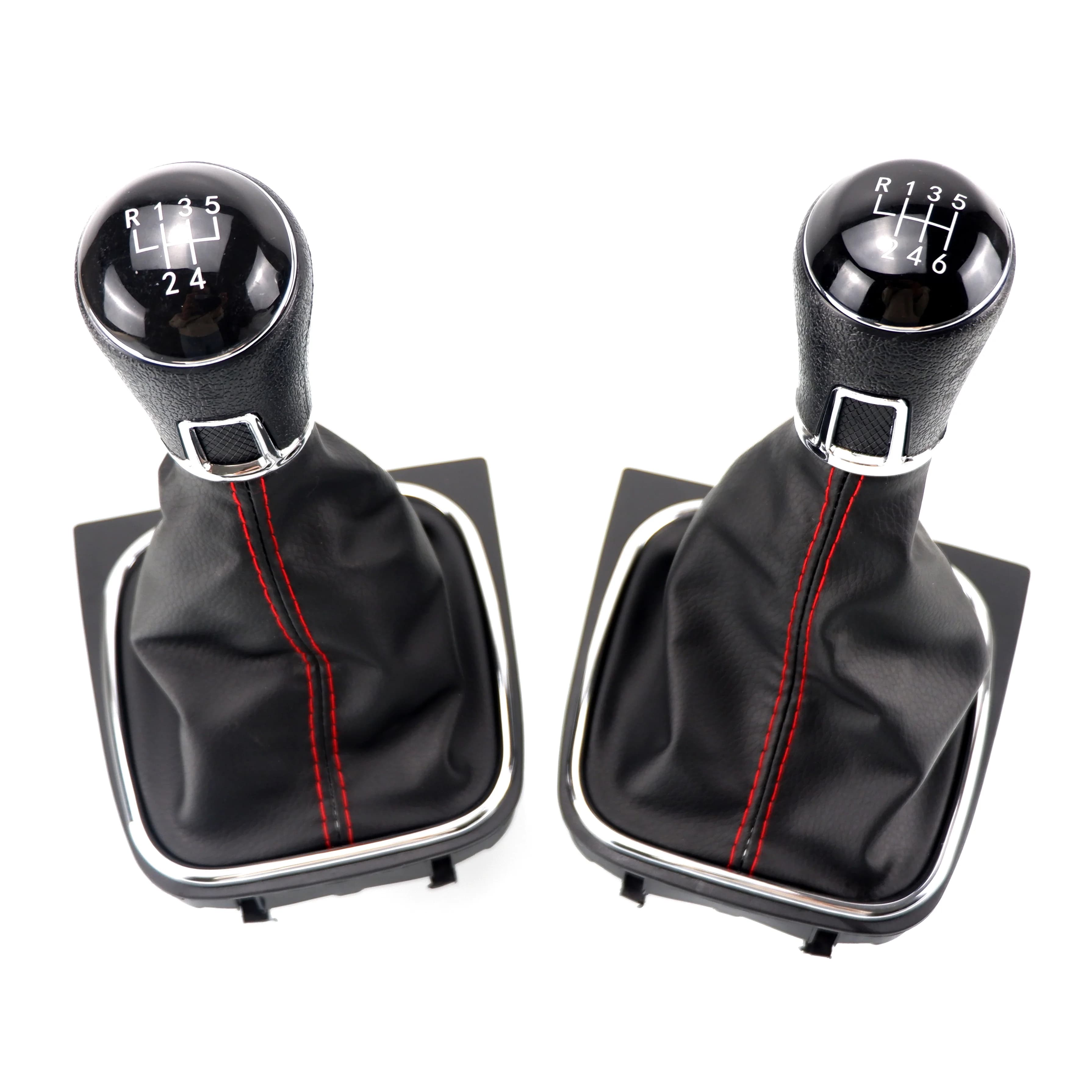 Pommeau de levier de vitesse 5/6 vitesses et Gaitor de démarrage, ensemble en cuir noir pour VW Golf 5 6 Jetta V VI Scirocco