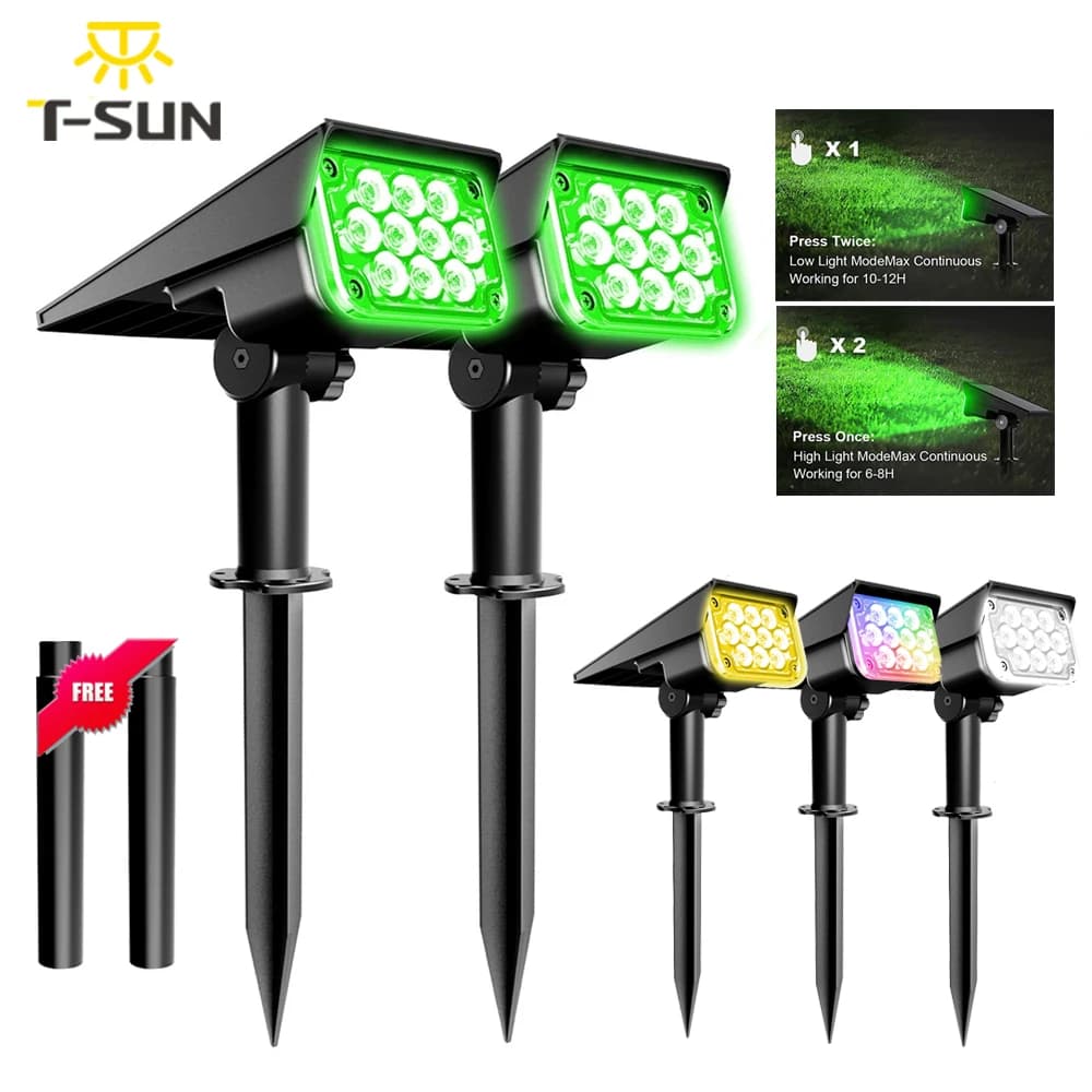 1/2/4PCS Lampe Solaire à Température de Lumière Réglable, Lampe de Jardin Solaire Extérieure IP65, Projecteur Solaire Super Lumineux