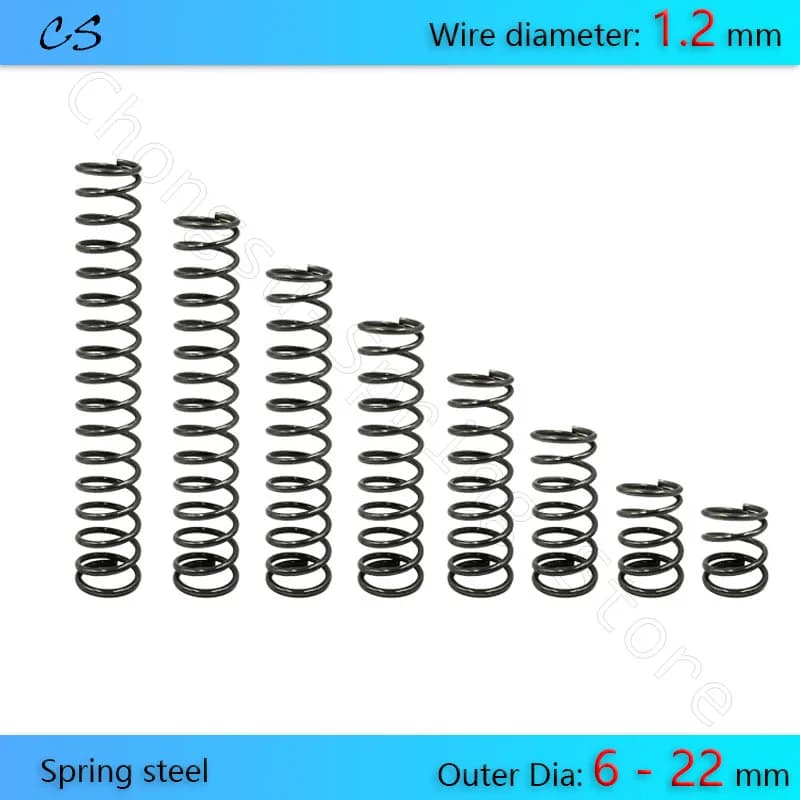 5 pièces 1.2mm ressorts de Compression fil de ressort de pression Dia 1.2mm diamètre extérieur 6 7 8 9 10 11 12 13 14 15 16 - 22mm longueur 10 - 100mm