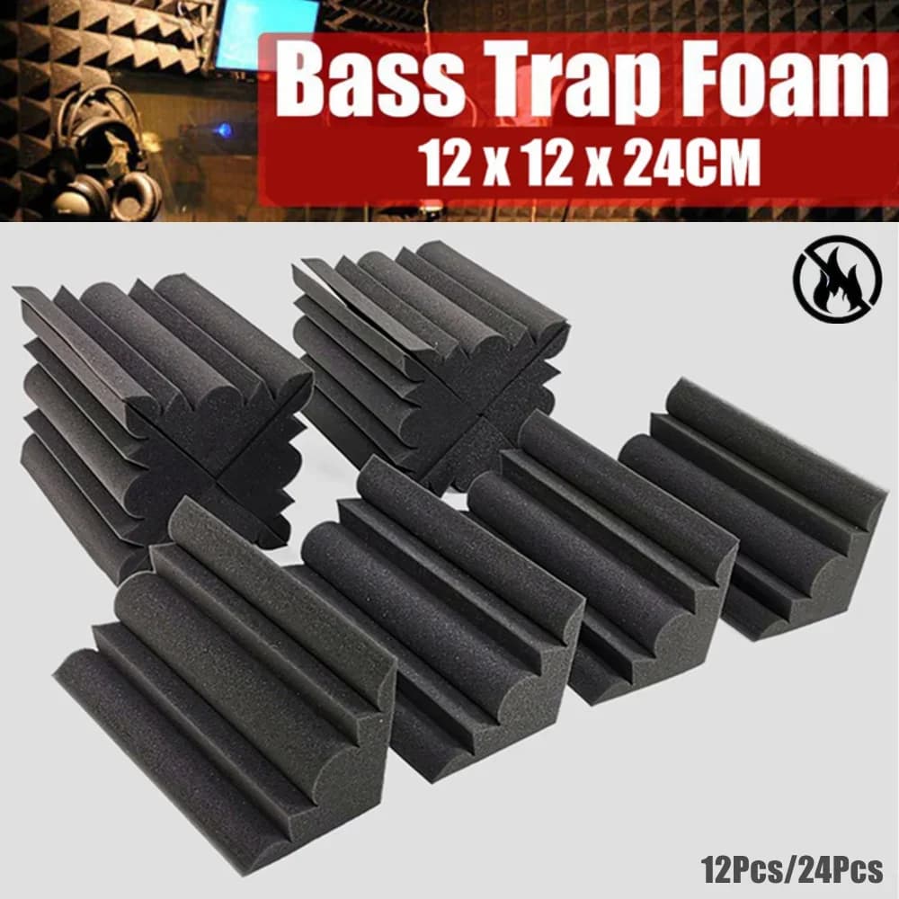 12/24 pièces 12x12x24cm pièges à basses mousse acoustique panneau de mousse insonorisée haute densité Absorption acoustique Studio coin mousse