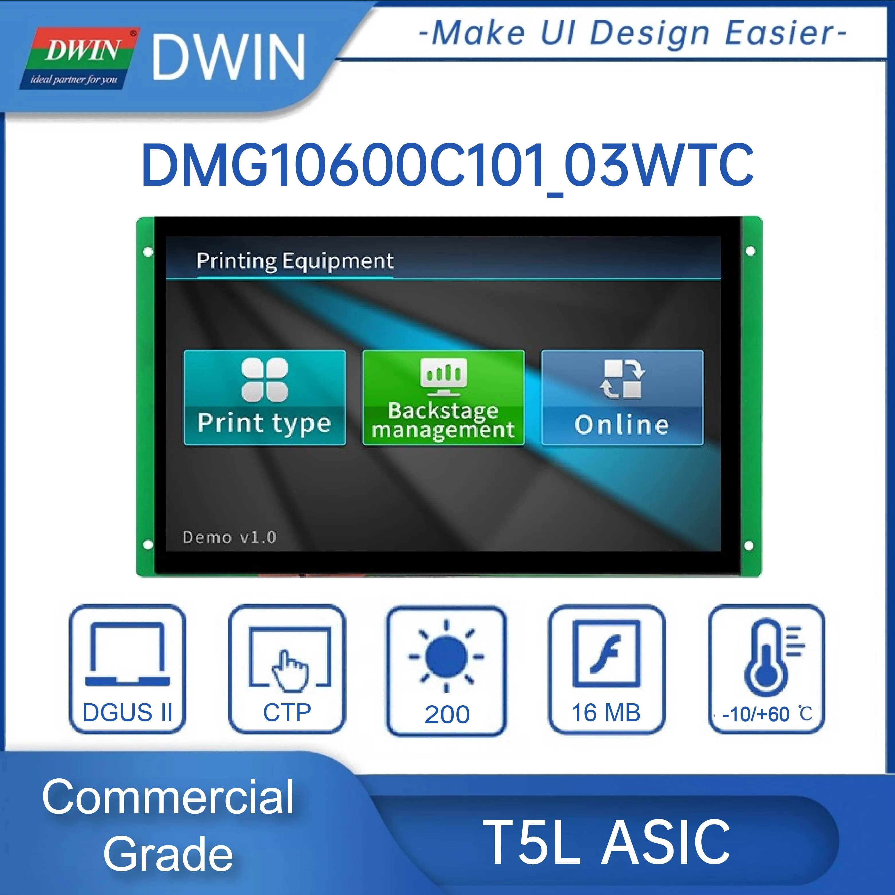 DWIN 10.1 pouces 1024*600 écran intelligent HMI panneau tactile pour Arduino STM32 ESP32 TFT IPS LCD TTL/RS232 DMG10600C101_03W